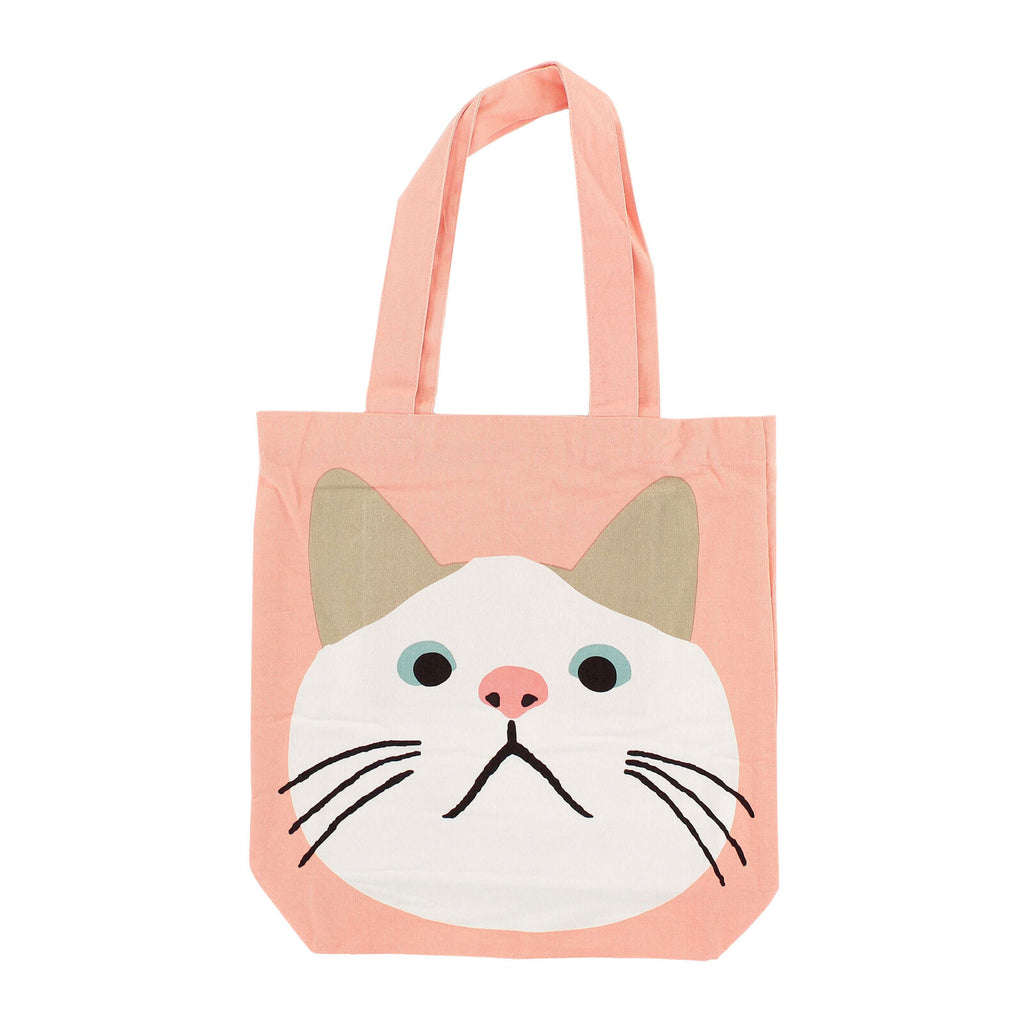 Playful Peach Cat Cotton Tote Bag - A4 Size - The Journal Shop