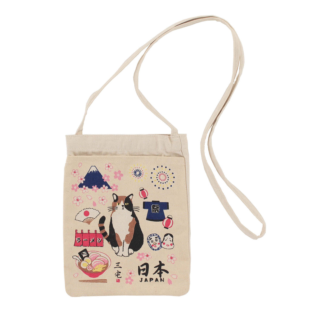 Japanese-tradition-inspired A4 tote bag with bathhouse design and inner pocket.