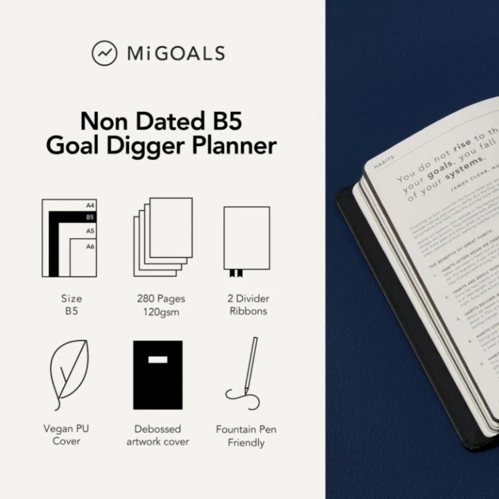 MiGOALS Undated Goal Digger Planner Classic [B5] - The Journal Shop