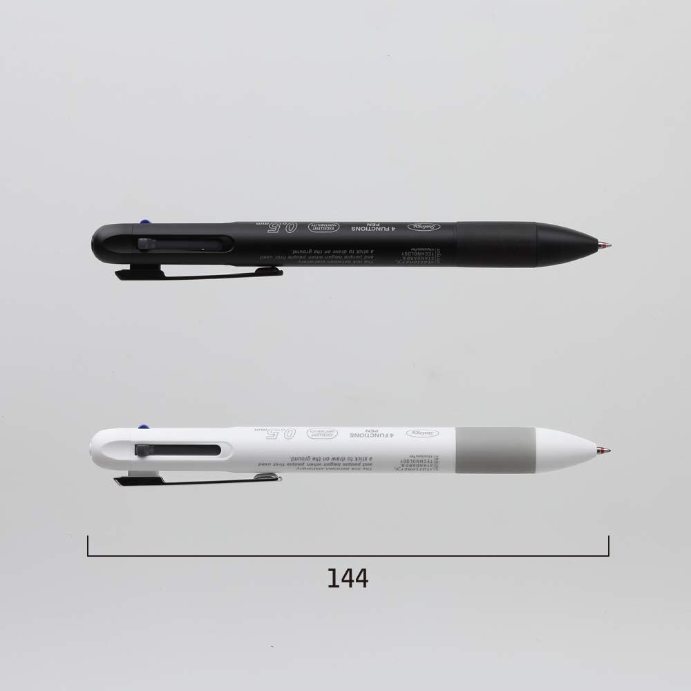 The full length of the white Stalogy 4 Functions Pen, displaying its elegant form and multifunctionality.