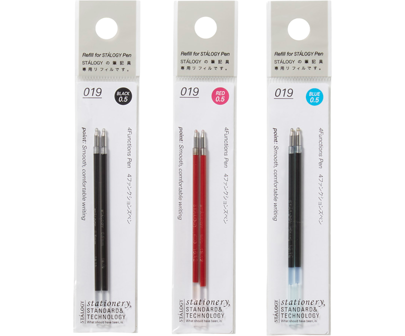 Stalogy pen refills in black, blue and red (packs of 2), 0.5mm tip, for the Stalogy 4 Functions multifunction pen.