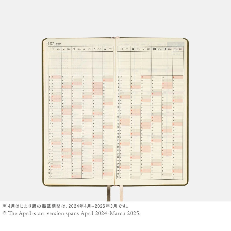 Hobonichi Weeks Japanese Edition April 2024 Start [Leather: Olive Green] - The Journal Shop