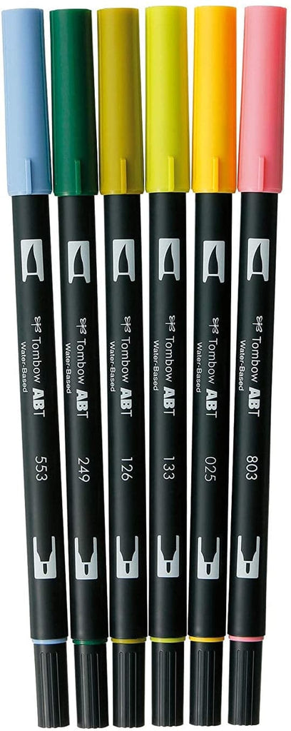 Tombow ABT Dual Brush Pens- Botanical, Set of 6 - The Journal Shop