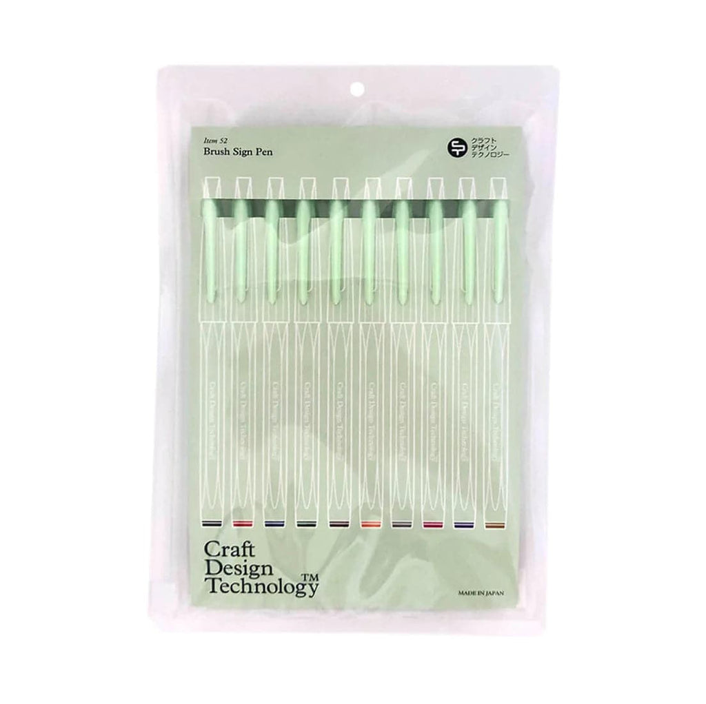 Craft Design Technology Brush Sign Pen 10-Pack Assorted Colours- by Pentel - The Journal Shop