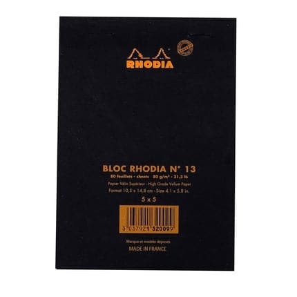 Rhodia No. 13 Head Stapled Pad (A6, Grid) - The Journal Shop
