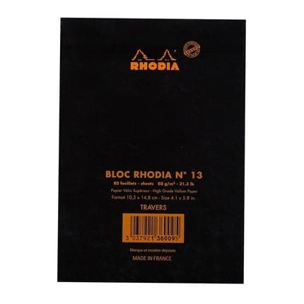 Rhodia No. 13 Head Stapled Pad (A6, Lined) - The Journal Shop