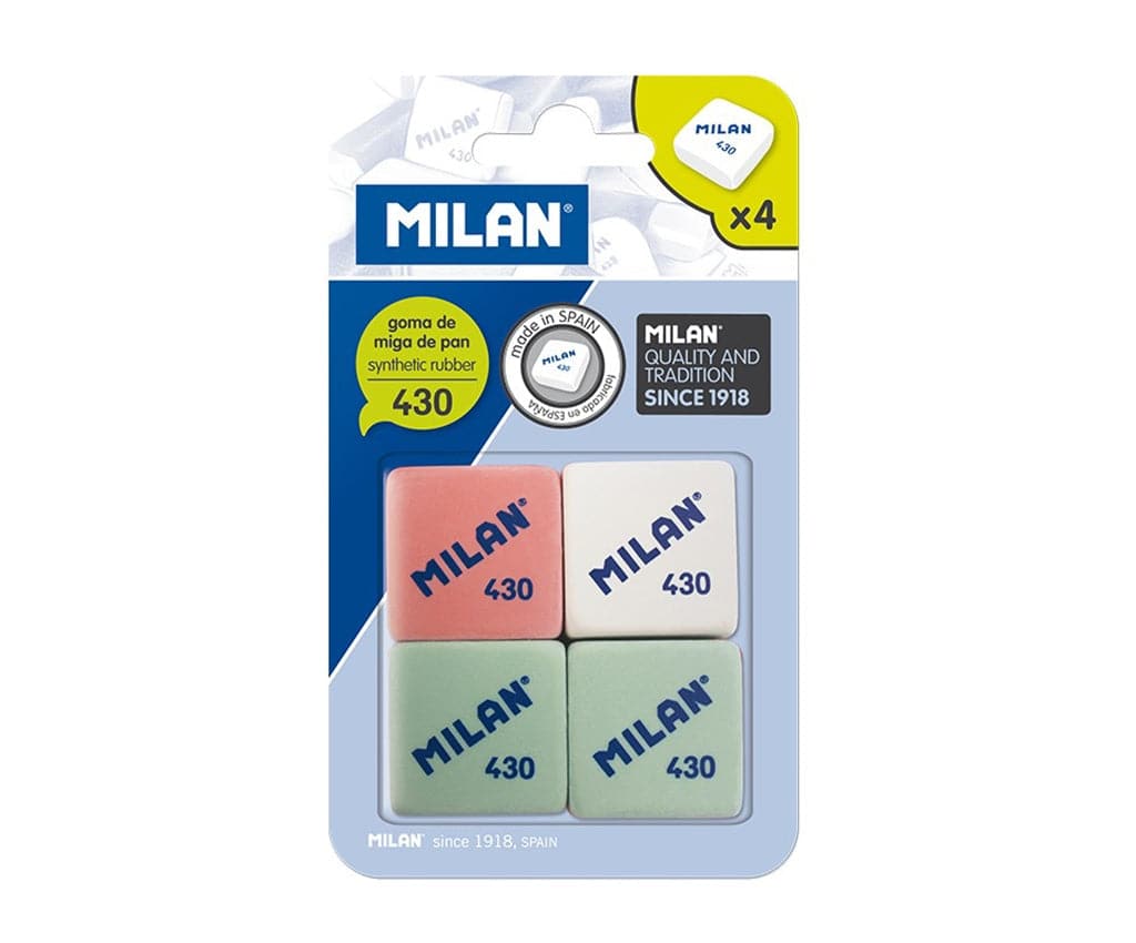 Milan -- Synthetic Rubber Eraser 430 -- Pack of 4 - The Journal Shop
