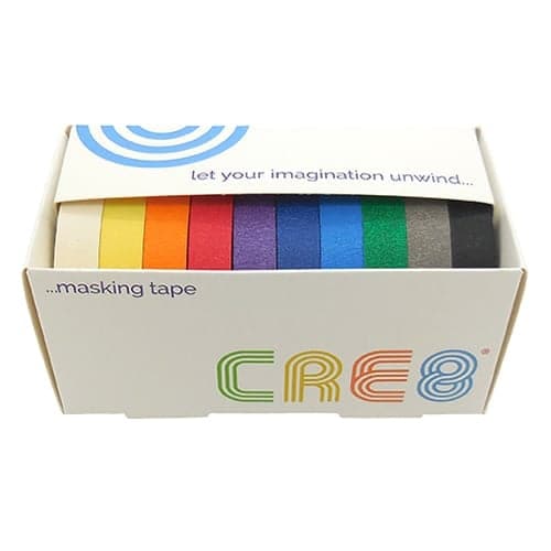 Cre8 Solid Coloured Masking Tape, Box of 10, 12mm - The Journal Shop