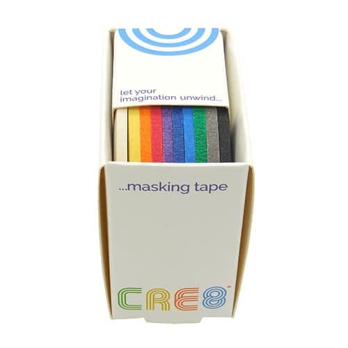 Cre8 Solid Coloured Masking Tape, Box of 10, 3mm - The Journal Shop