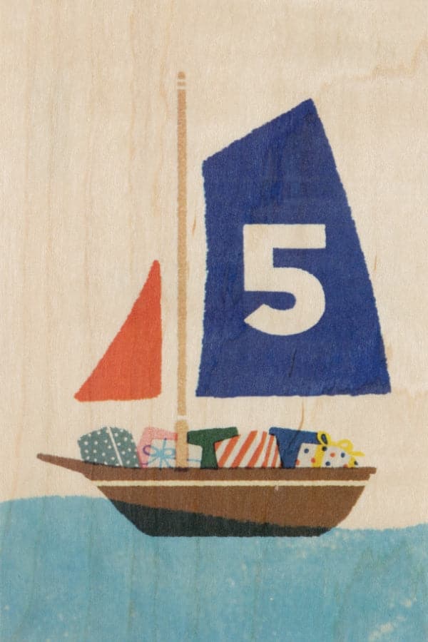 WOODHI Wooden Postcard - Numbers Birthday 5 - The Journal Shop