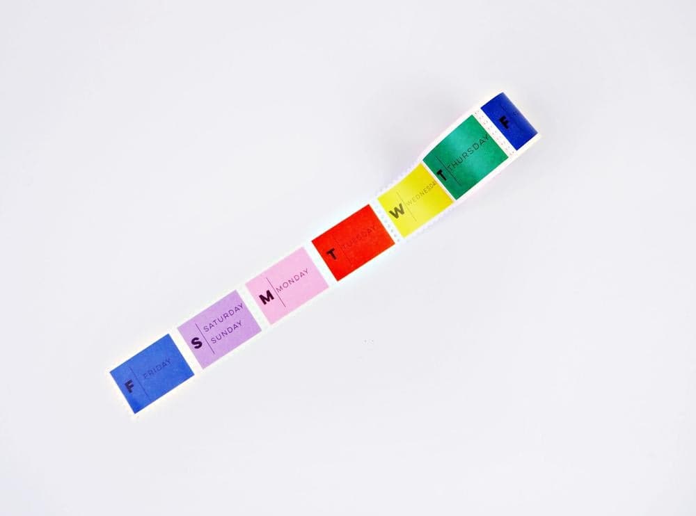 The Completist Primary Days Of The Week Stamp Washi Tape - The Journal Shop