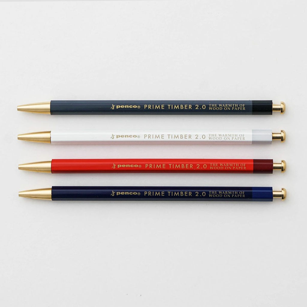 Hightide Penco Prime Timber Mechanical Pencil in Brass and Silver, showcasing American-sourced incense cedar and metal trims.