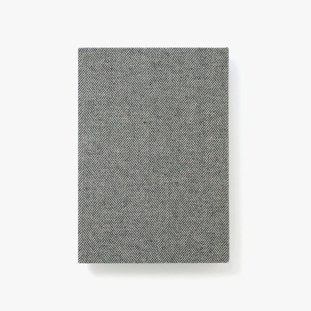 Kakimori A5 Notebook - Banshu-ori 07 featuring sustainable herringbone fabric derived from recycled polyester and virgin offcuts.