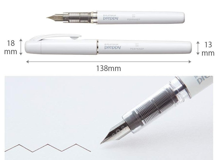 Kokuyo x Platinum PERPANEP Preppy Fountain Pen - F Nib White