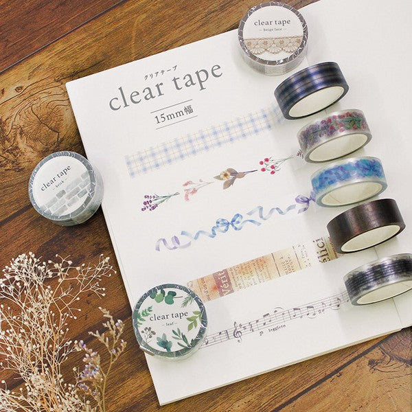 Mind Wave Clear Tape 15mm - Blue Check - The Journal Shop