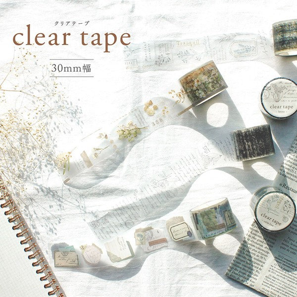 Mind Wave Clear Tape 30mm - Vintage Grid Pattern - The Journal Shop
