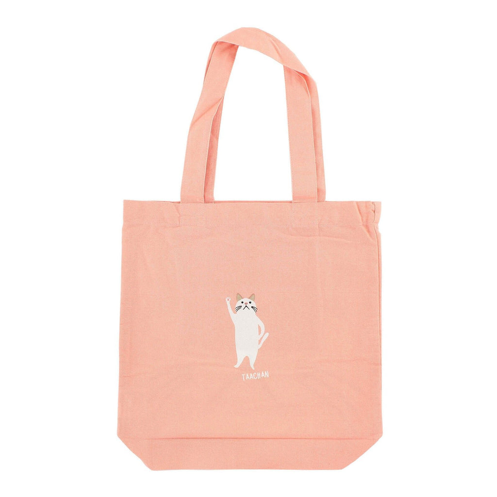 Playful Peach Cat Cotton Tote Bag - A4 Size - The Journal Shop