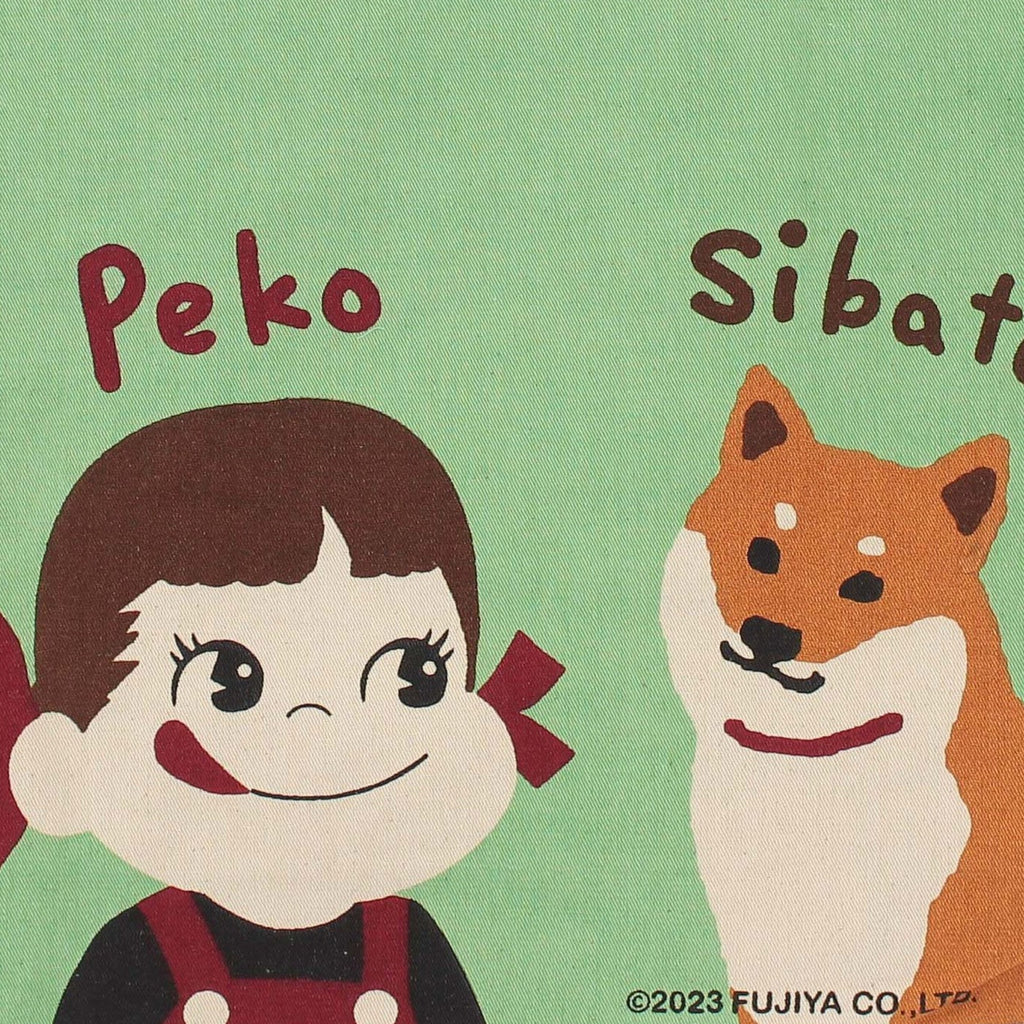 Fujiya Peko-chan & Shibata Shiba Inu Green Canvas Tote Bag - The Journal Shop