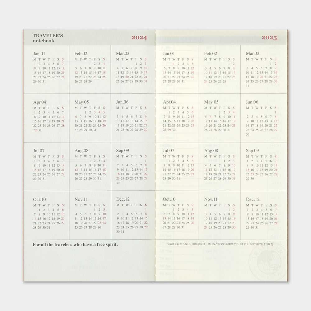 TRAVELER'S Notebook 2024 Refill [Weekly Vertical] - The Journal Shop