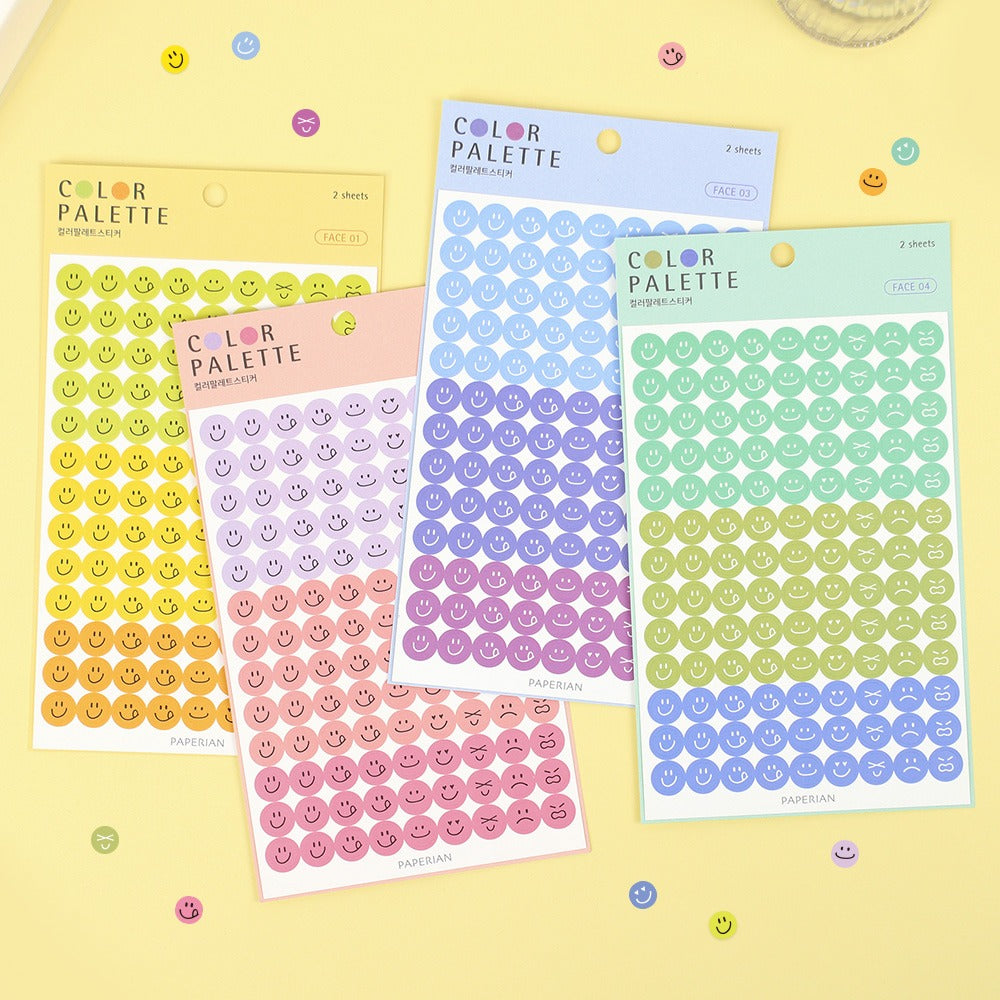 Paperian Colour Palette Stickers - Face version in four unique colour palettes, perfect for adding personality and creativity to your journal or planner.