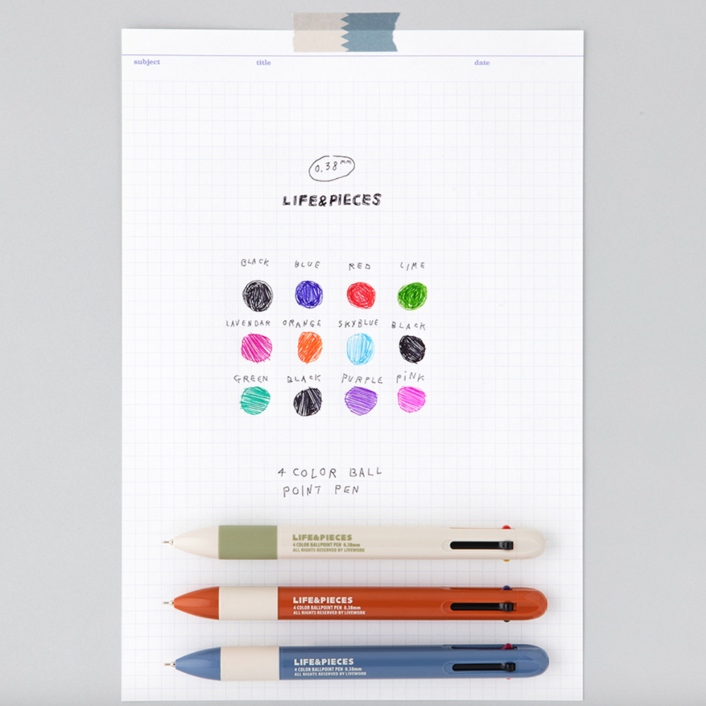 Livework LIFE & PIECES 4-Colour Ballpoint Pen [0.38mm] - The Journal Shop