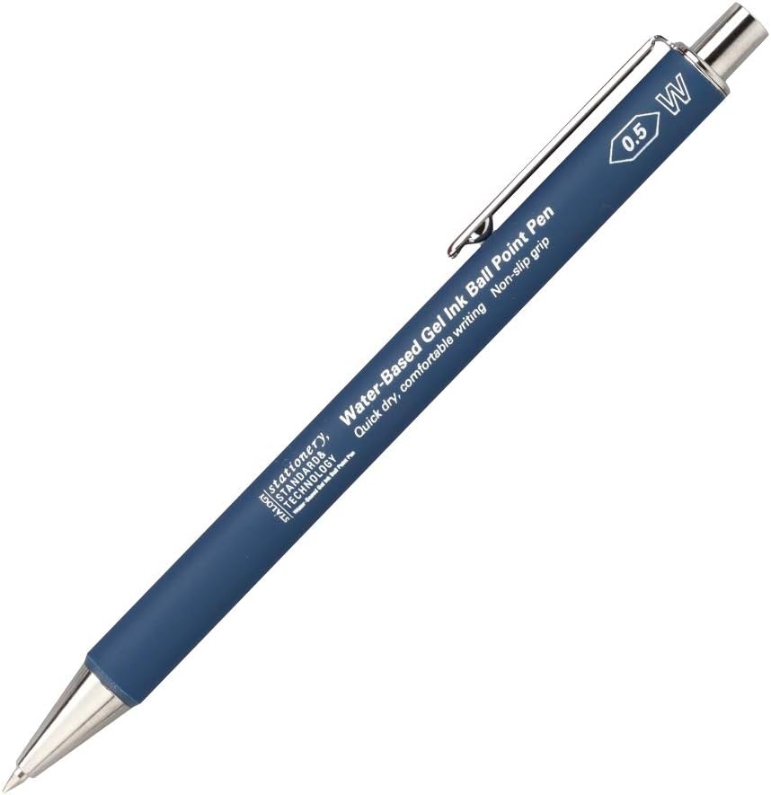The Stalogy water-based gel ink ballpoint pen in blue, showcasing the pen's elegant profile.