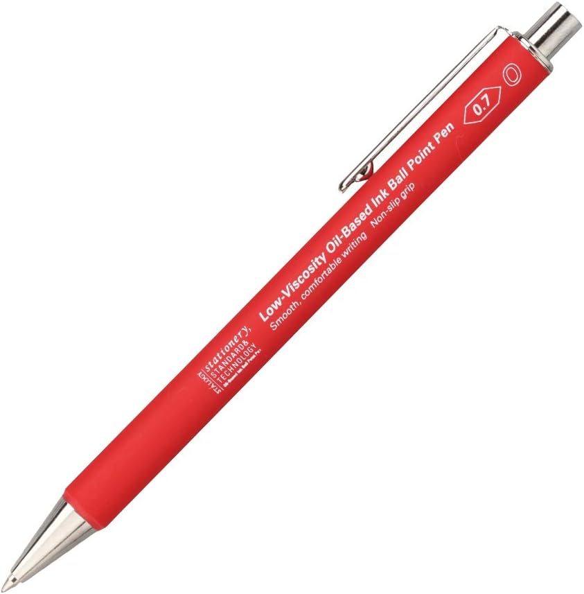The Stalogy ballpoint pen in red, illustrating the pen's stylish and modern aesthetic.