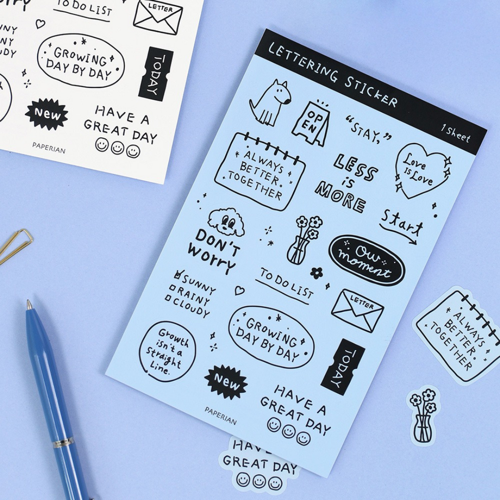 Paperian Lettering Sticker Set [6 Sheets] - The Journal Shop