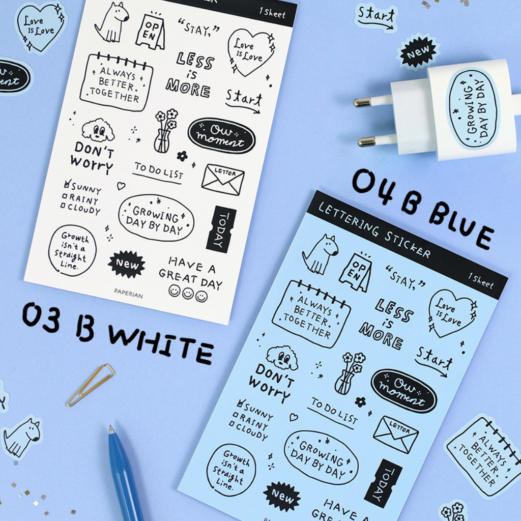 Paperian Lettering Sticker Set [6 Sheets] - The Journal Shop