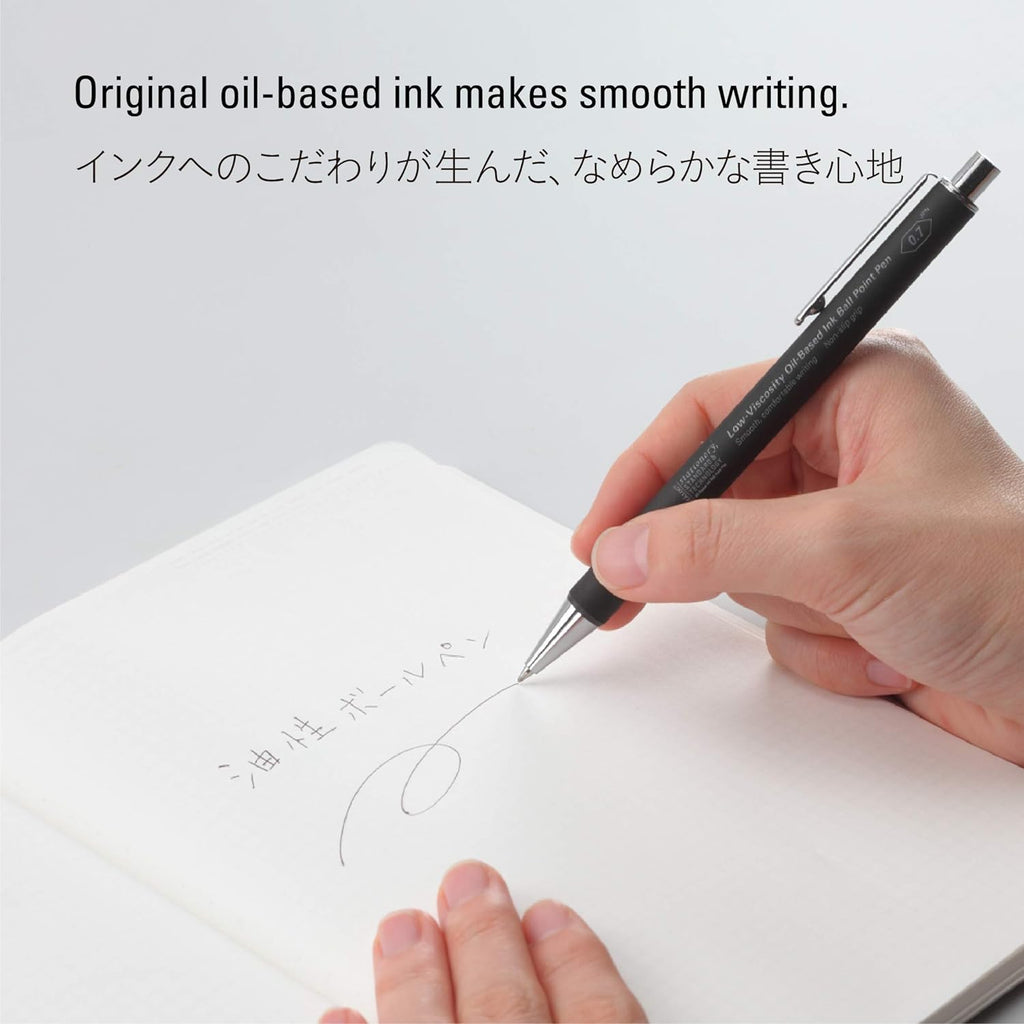 Handwriting in Japanese characters showcasing the smooth flow of the Stalogy ballpoint pen’s ink.