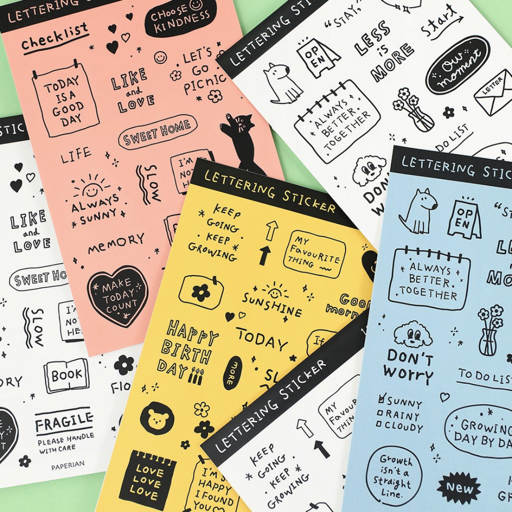 Paperian Lettering Sticker Set [6 Sheets] - The Journal Shop