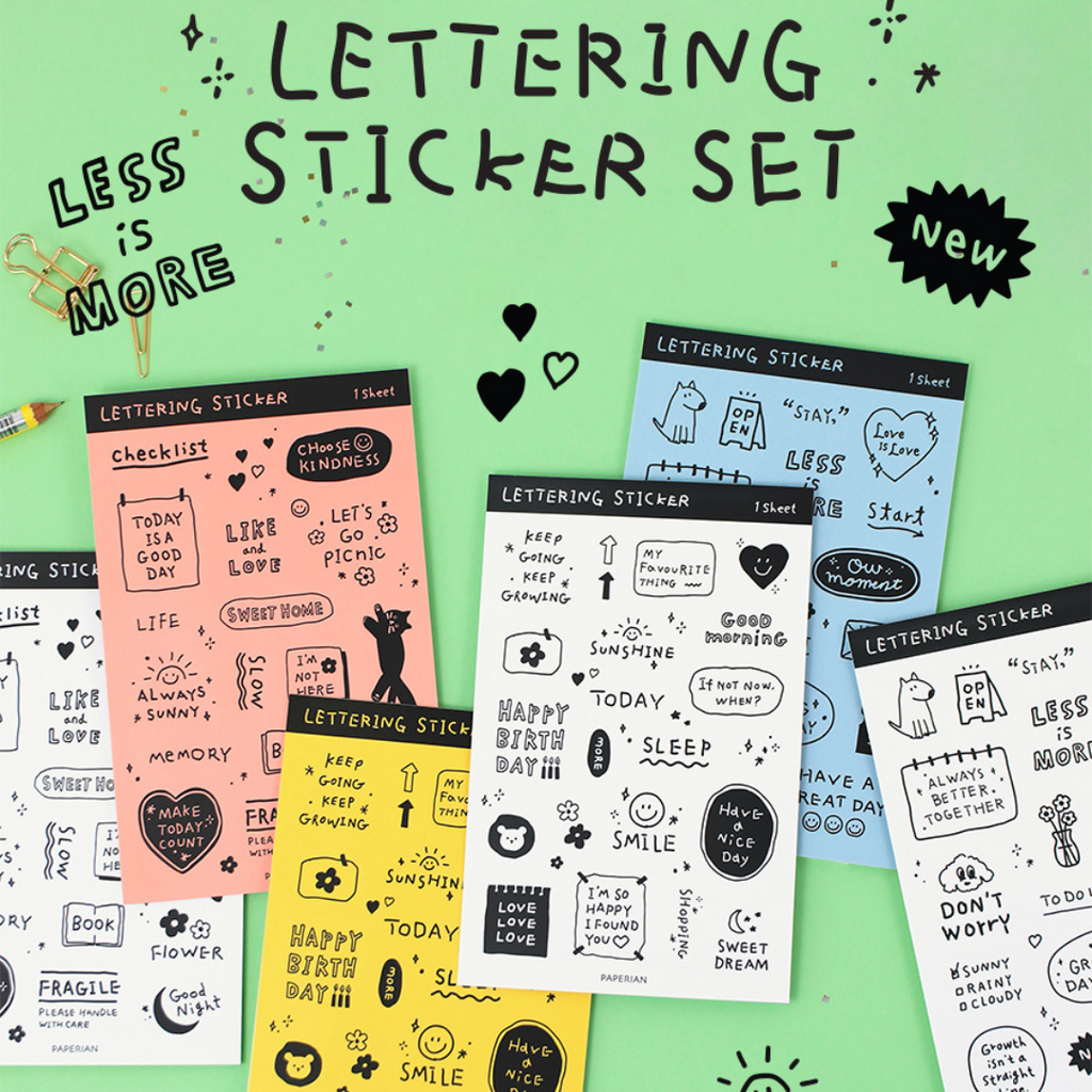 Paperian Lettering Sticker Set [6 Sheets] - The Journal Shop