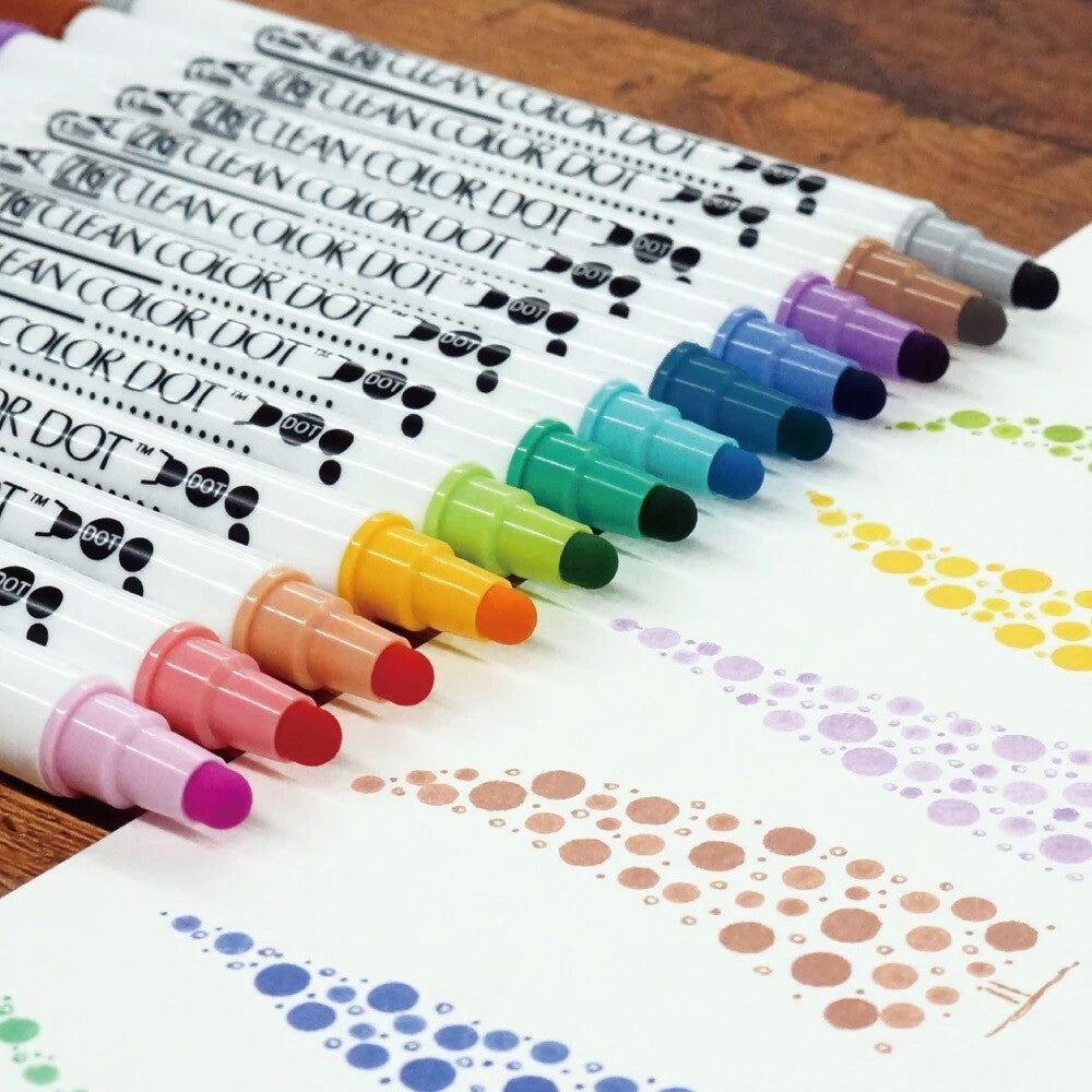 Kuretake ZIG Clean Color Dot Marker Pen (Set of 12) - The Journal Shop