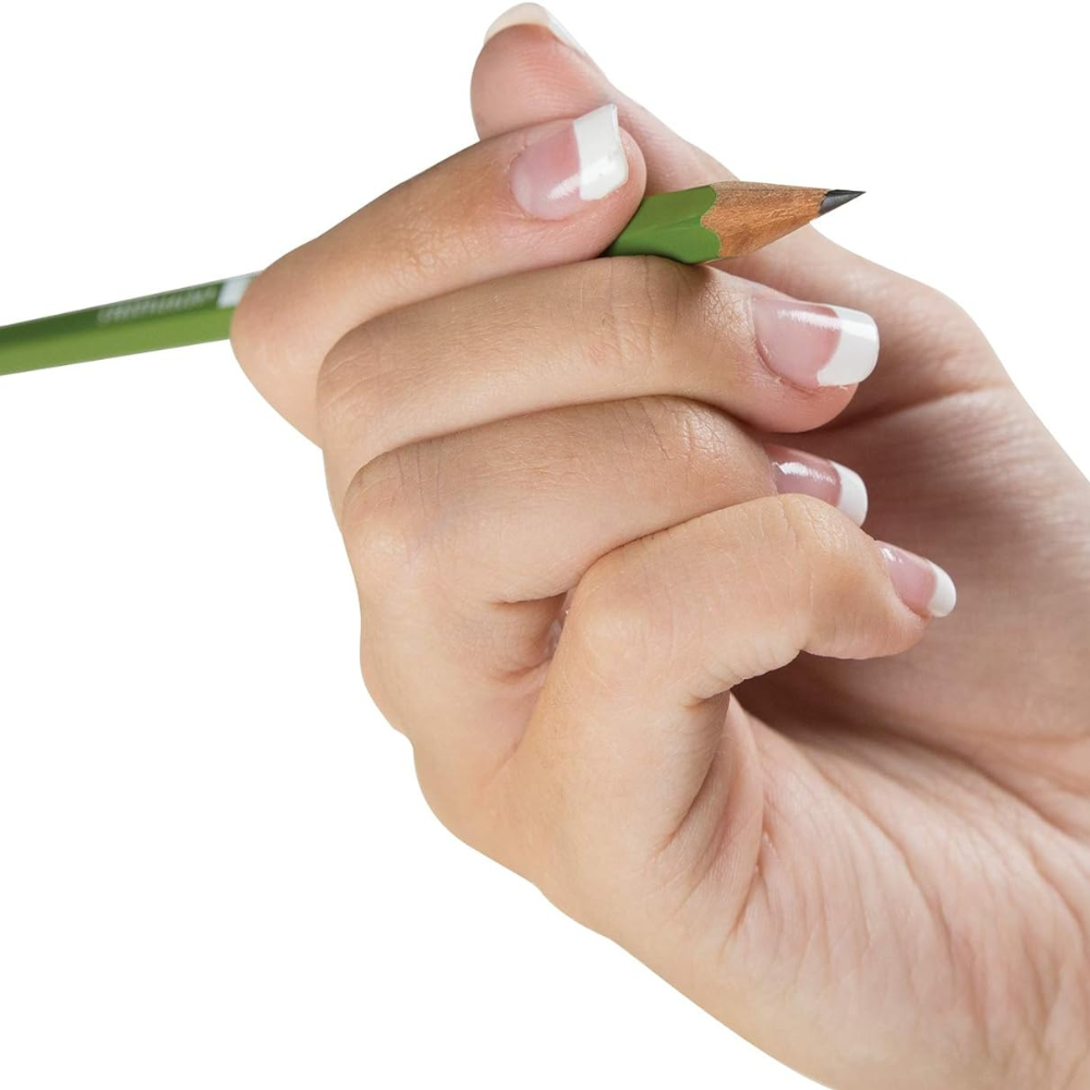 A hand holding the Tombow 8900 pencil, illustrating its ergonomic design.