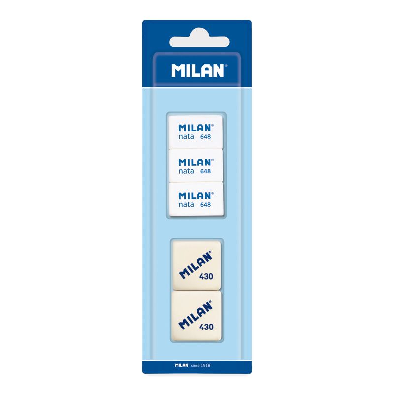 MILAN 2 x Synthetic Erasers 430 + 3 x Nata® Erasers 648 - The Journal Shop