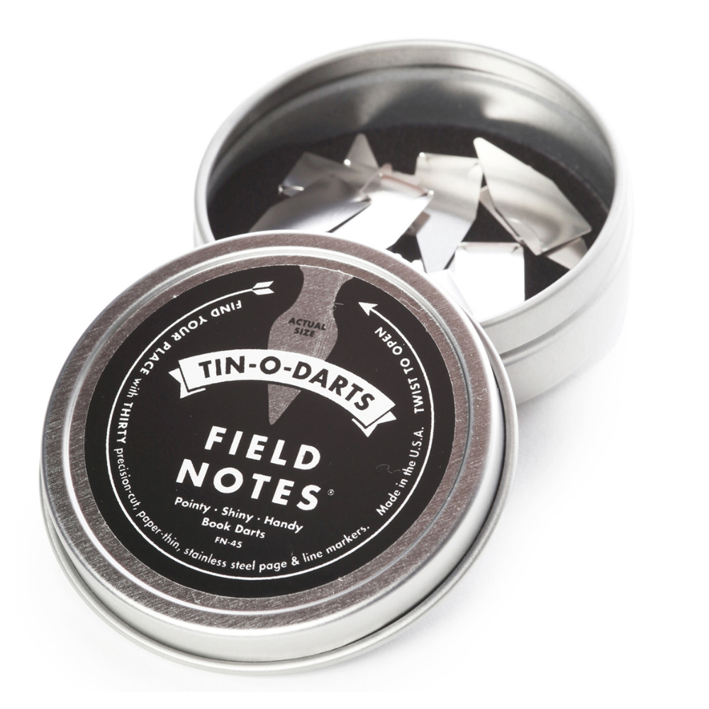 Field Notes TIn-O-Darts open tin, showing darts inside