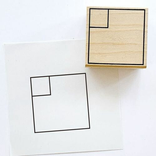 Wooden stamp featuring a nested box design with two rectangles, perfect for bullet journaling or planners. Measurements: 45 x 45 x 24mm.