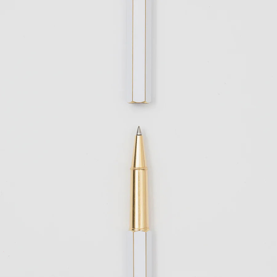 ystudio Brassing - Rollerball Pen (White) - The Journal Shop