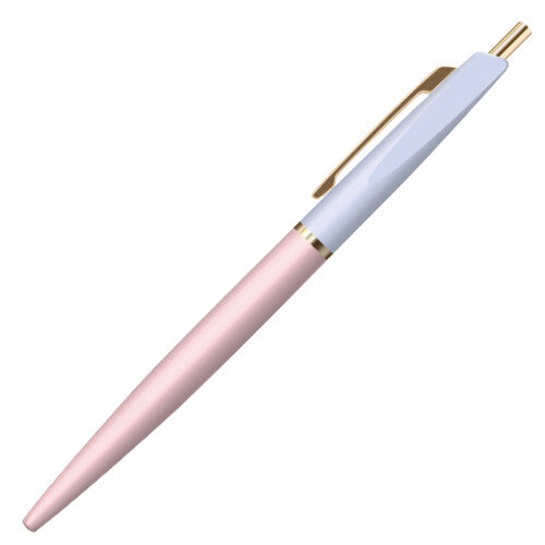 Anterique Oil-Based Bi-Colour Ballpoint Pen in pink and light blue with gold clip displayed on a white background.
