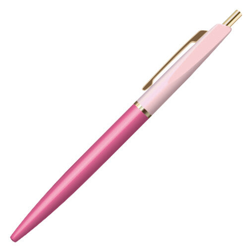 Anterique Oil-Based Bi-Colour Ballpoint Pen in pink and red with gold clip displayed on a white background.