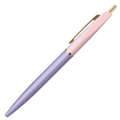 Anterique Oil-Based Bi-Colour Ballpoint Pen in lilac and lavender with gold clip displayed on a white background.