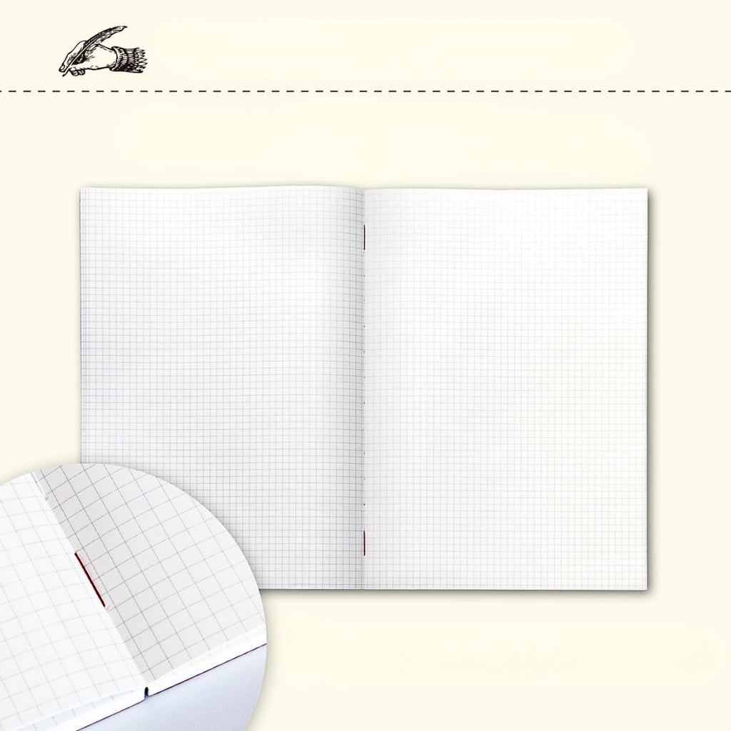 Open Apica Premium C.D Notebook A4 Grid showing smooth ivory grid pages.