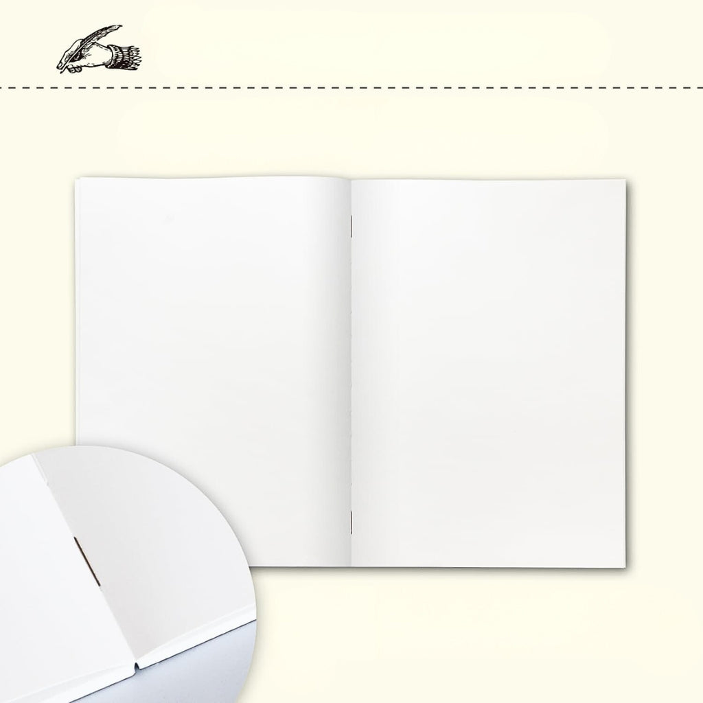 Open Apica Premium C.D Notebook A4 Plain showing smooth ivory plain pages.