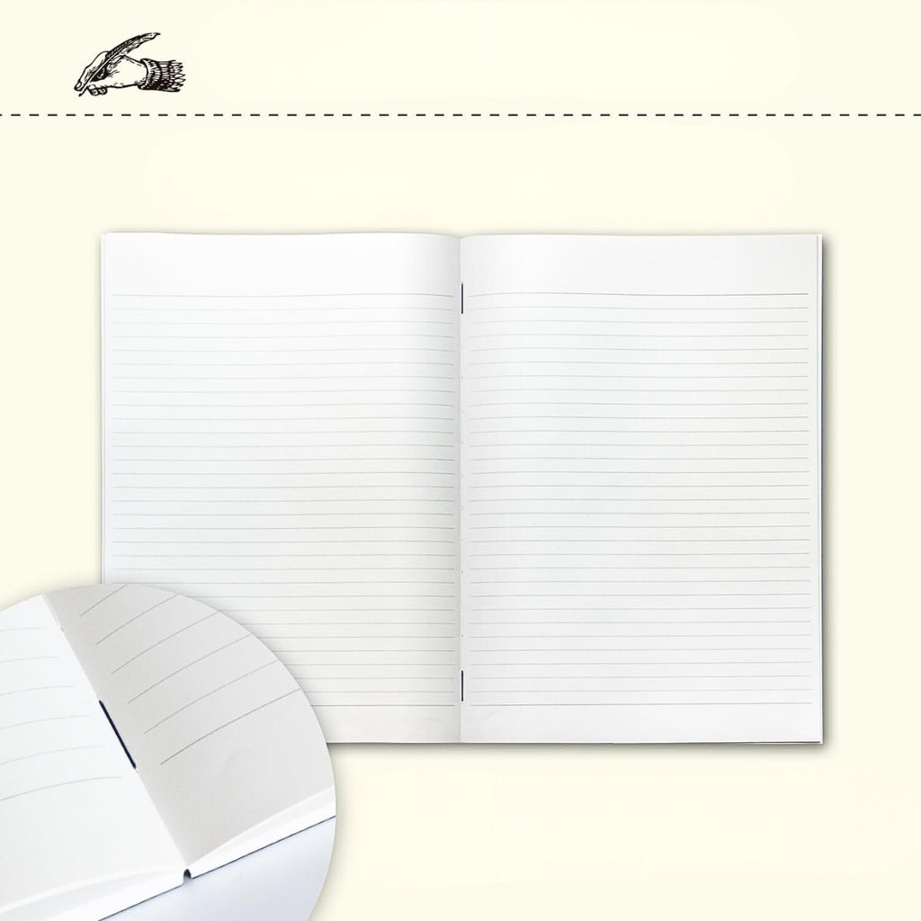 Open Apica Premium C.D Notebook A4 Ruled showing smooth ivory lined pages.