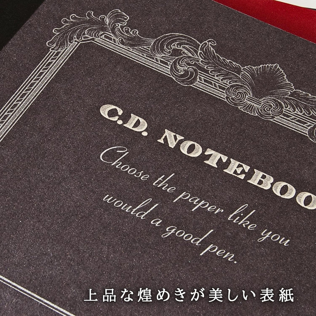 Close-up of the Apica Premium C.D Notebook A6 Plain showing textured cover and embossed lettering.