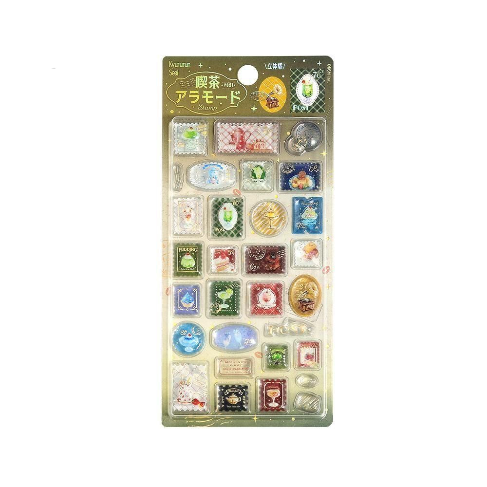Domes Translucent Sharpner BGM Kyururun Stickers Vol. 3 | 3D Puffy Glitter & Foil Sheets