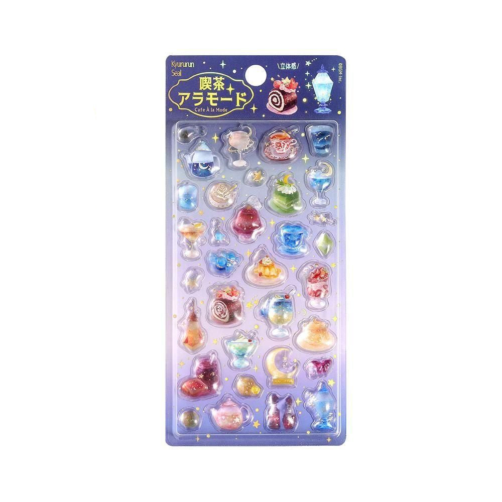 Domes Translucent Sharpner BGM Kyururun Stickers Vol. 3 | 3D Puffy Glitter & Foil Sheets