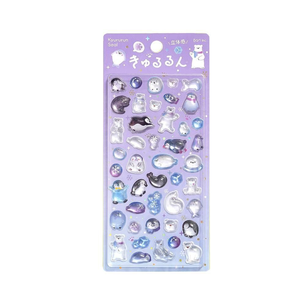 Domes Translucent Sharpner BGM Kyururun Stickers Vol. 3 | 3D Puffy Glitter & Foil Sheets