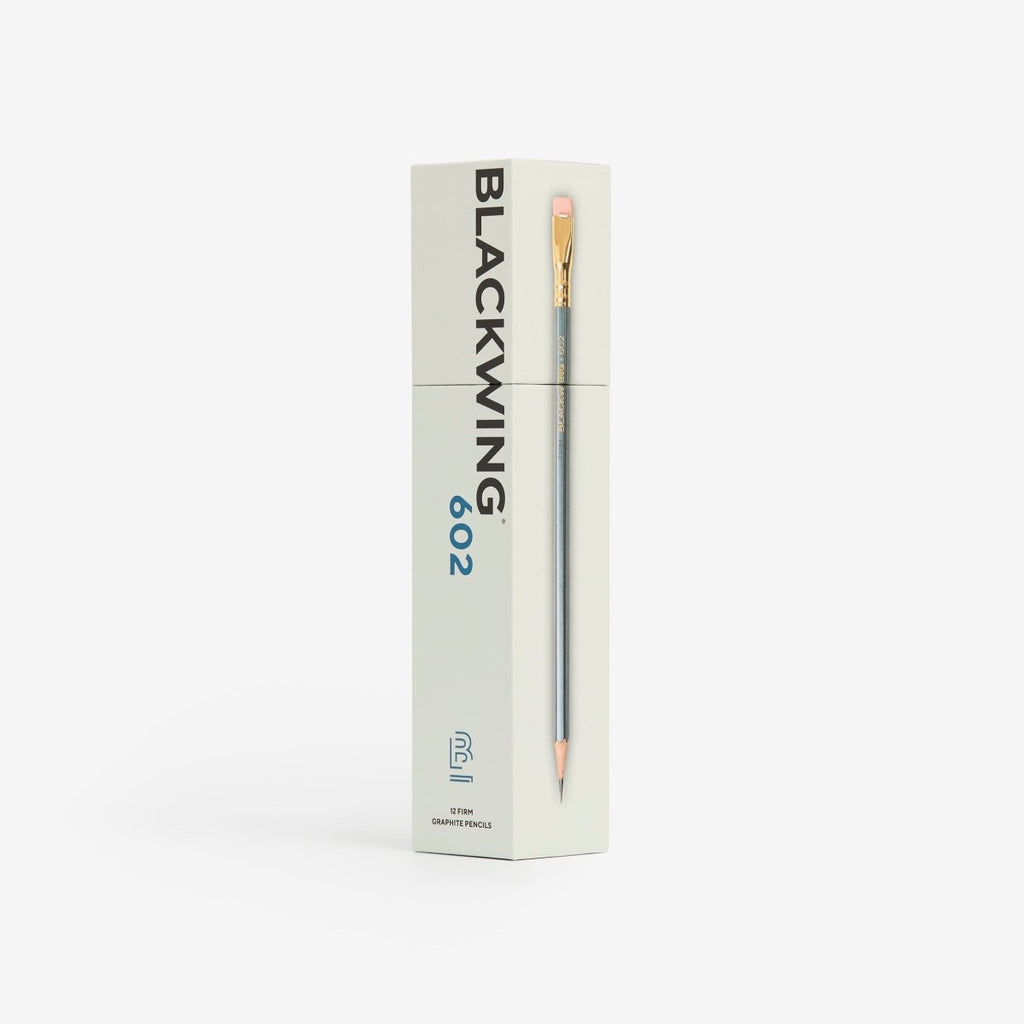 Blackwing 602 pencil box shown upright with sleek minimal packaging.