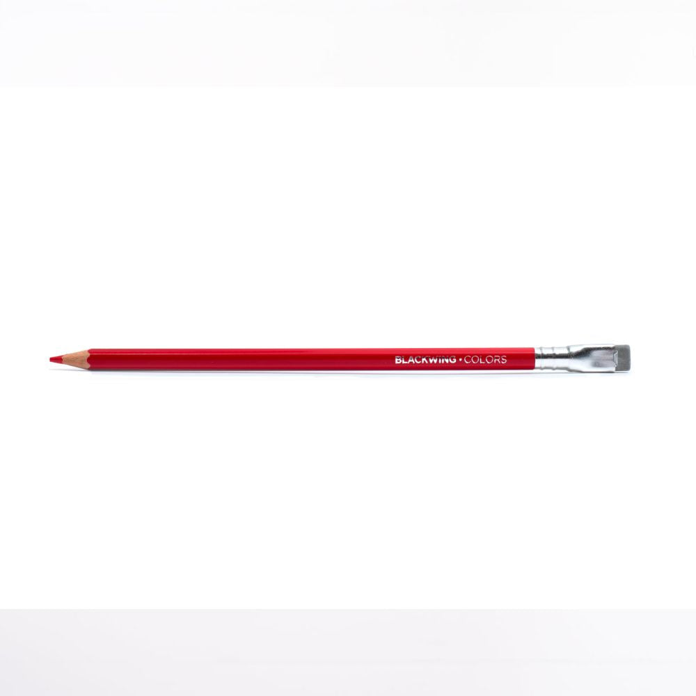 Single Blackwing Colors red colouring pencil displayed on a white background.